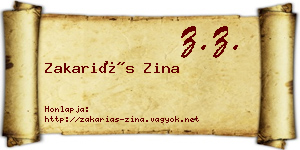 Zakariás Zina névjegykártya